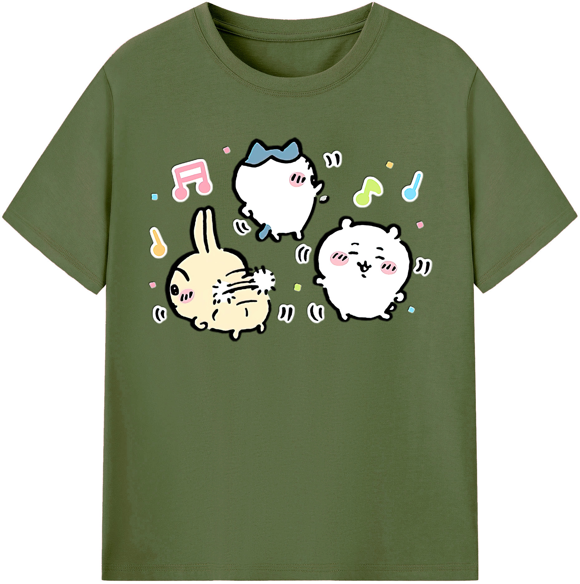 （画像用） ちいかわ うさぎ Chii-kawa usagi 綿100％半袖Tシャツ（フロントプリント）